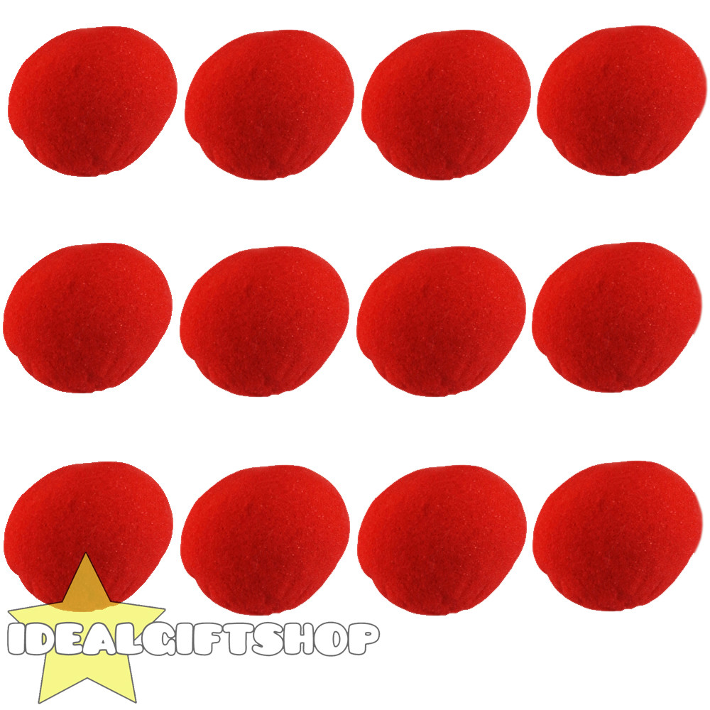 12 PACK OF RED SPONGE NOSES FANCY DRESS COSTUME ACCESSORY CHARITY EVENTS