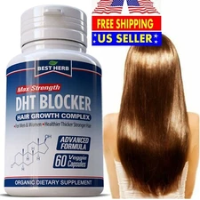 NATURAL DHT BLOCKER PREVENT HAIR LOSS HERBAL VITAMINS GROWTH  60 PILLS NEW