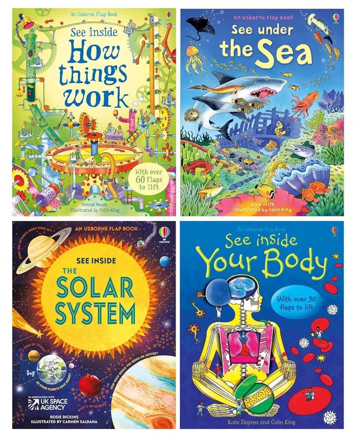 Usborne Flap Book See Inside Series 4 Books Collection Set See Inside Your Body
