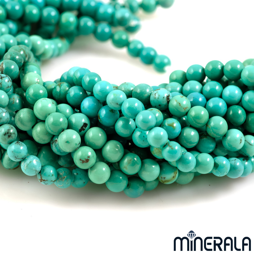 [WHOLESALE] NATURAL TURQUOISE GEMSTONE ROUND 6mm BEADS 15