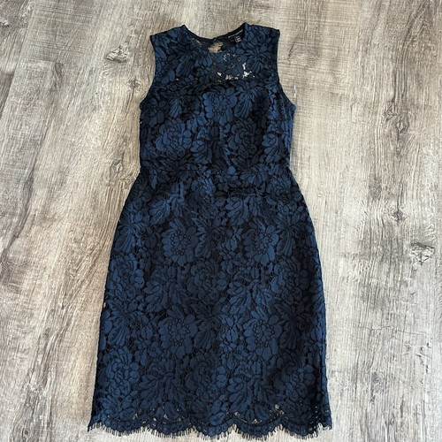 Banana Republic Navy Black Lace Sheath Dress size 00P Petite NEW