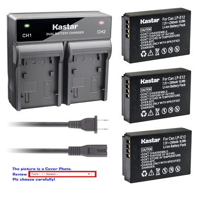 Kastar Battery AC Rapid Charger for Canon LP-E12 LC-E12 & Canon EOS M50 Camera