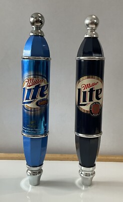 Set 2 - 12  Long Vintage Double Sided Miller Lite Draft Beer Tap Handles