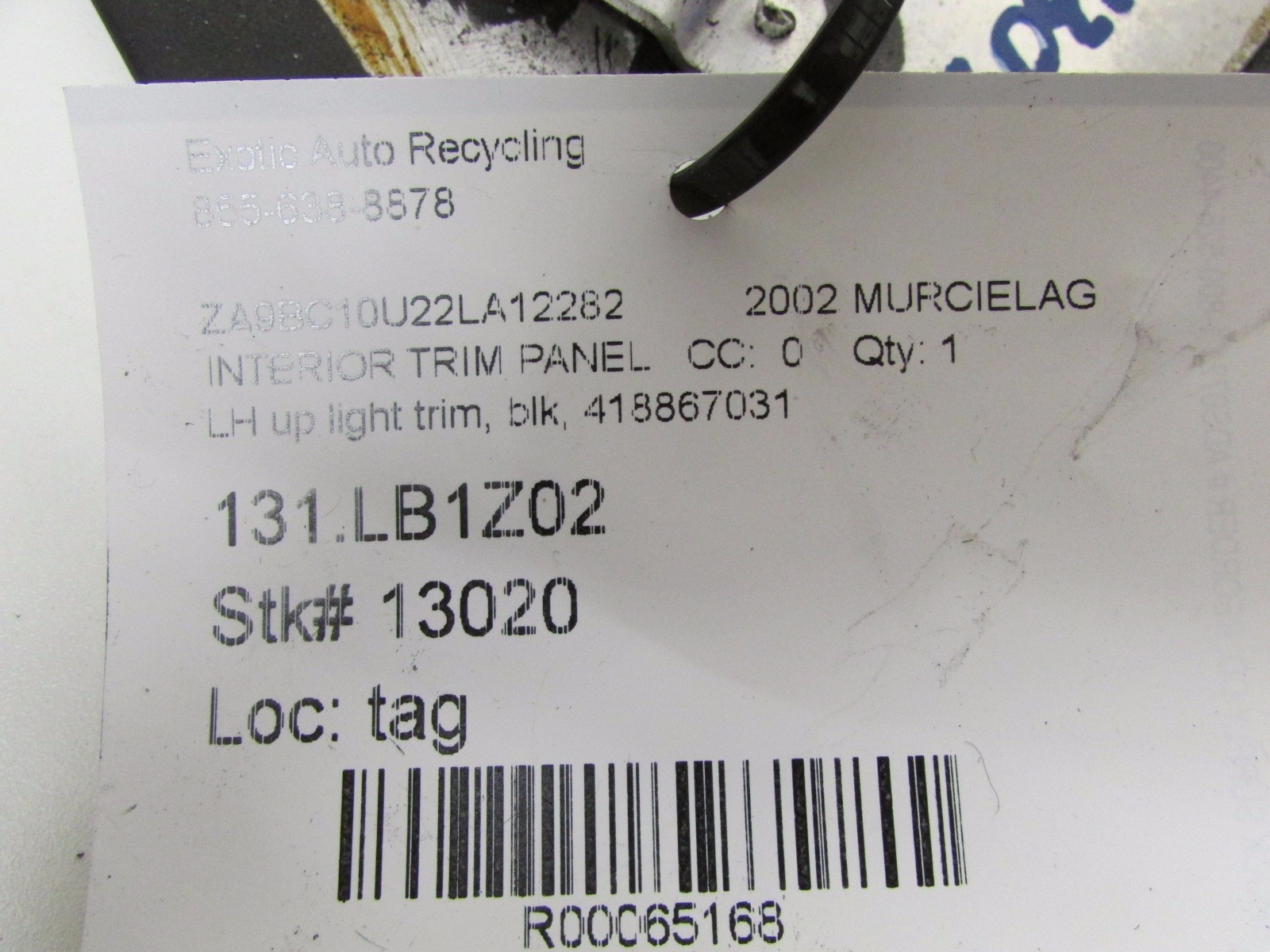 Lamborghini Murcielago Coupe, LH, Left Upper Side Panel Trim, Used,P/N 418867031