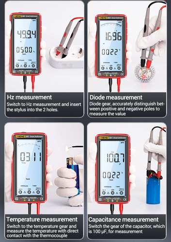 Multimetro Digitale Professionale ANENG 681 Ricaricabile - Tester di Tensione AC - Foto 12 di 18