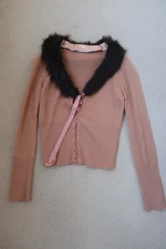 ***ALANNAH HILL WOOL ANGORA CARDIGAN DETACHABLE COLLAR