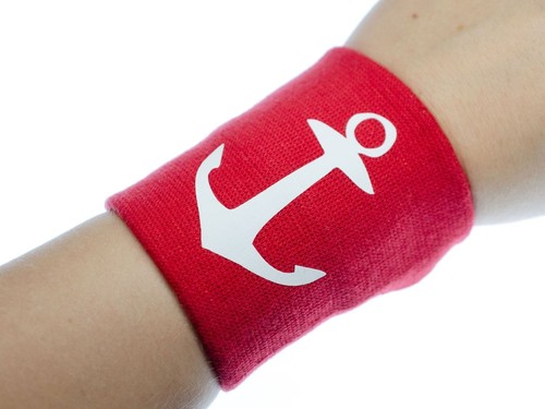 Schweißband mit Reißverschluss Geldbörse Miniblings weiß Anker Hintergrund rot - Picture 4 of 5