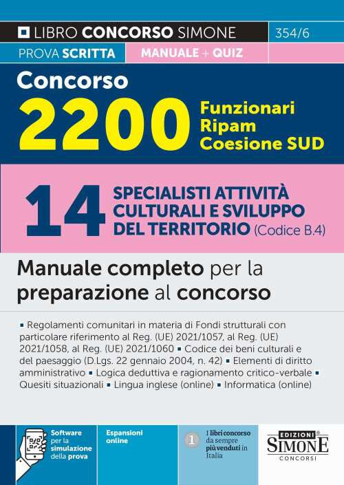 Concorso 2200 Funzionari Ripam Coesione Sud. 14 specialisti attività cultu...