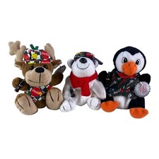 Vintage Coca Cola Bean Bag Plush - Bear w/scarf, Deer, And Penguin with Tags