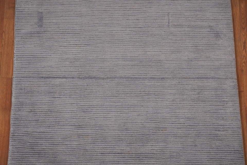 Alfombra oriental moderna a rayas Gabbeh Kashkoli 4x6 alfombra gris lana anudada a mano Foto 4 de 4