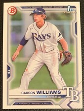 2021 BOWMAN DRAFT CARSON WILLIAMS TAMPA BAY RAYS PROSPECT #BD-180 1ST BOWMAN