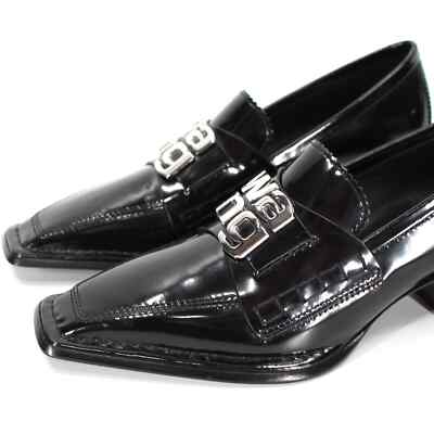 Alexander Wang Parker Black Patent Leather Silver Logo Slip On