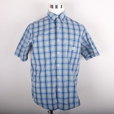 Chaps Easy Care Casual Dress Shirt Men's M Red Blue Green Yellow Plaid