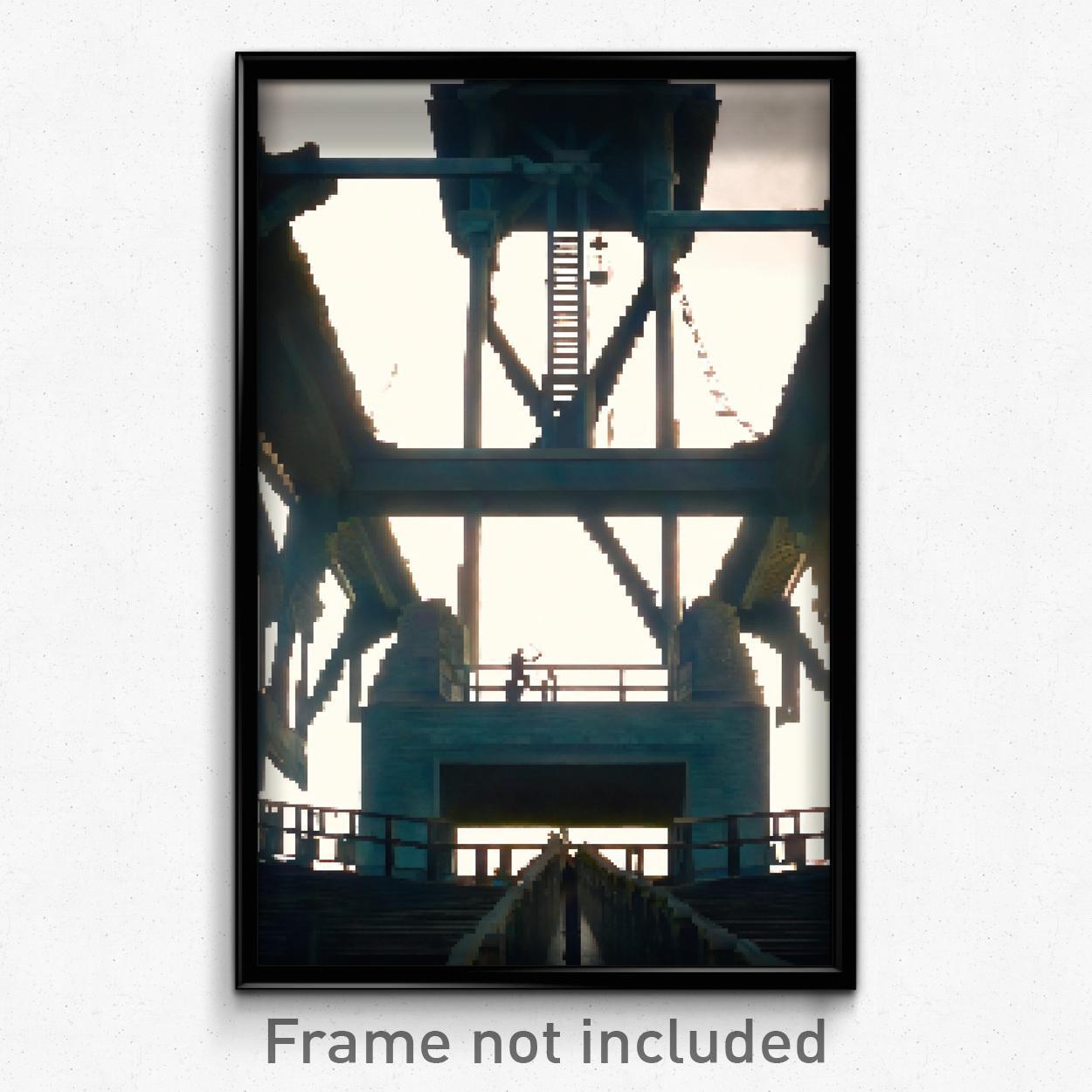 8 Bit Psychedelic Pixel Art Poster - Monumental Gallows Video Game Print