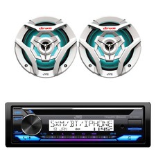 JVC in-Dash Marine Bluetooth Stereo CD Receiver, 2x 6.5" 260W LED White Speakers