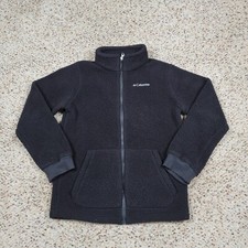 Columbia Jackets Girls Large Black Sherpa Fleece Full Zip Lightweight Kids Child