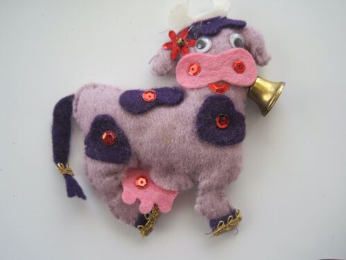 Purple Cow Bead Sequin Ornament - Picture 1 of 4
