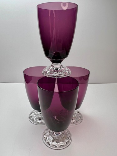 Set Of 4 Vintage Fostoria American Lady Burgundy/Amethyst Water Goblets 4" Tall - Picture 8 of 15