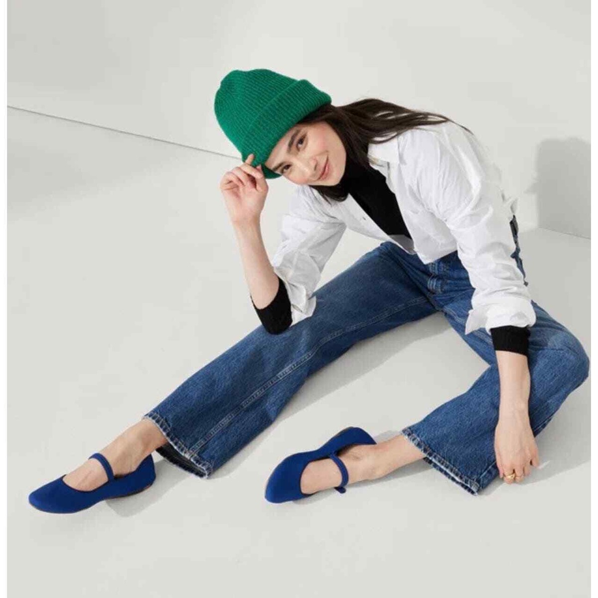 Rothy’s The Square Mary Jane Flats Cobalt Blue Women's Size 12 NWOT