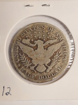 1907 D Barber Half Dollar Error-flat On Top 90% Silver 50