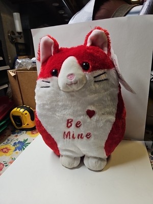 2016 Kellytoy Be MINE Red and White Cat Plush Stuffed Animal Happy Valentine's D