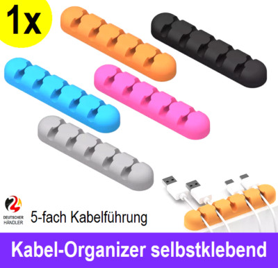 5x Kabelhalter Set Weiß - Selbstklebende Cable Organizer Für Schreibtisch & Büro