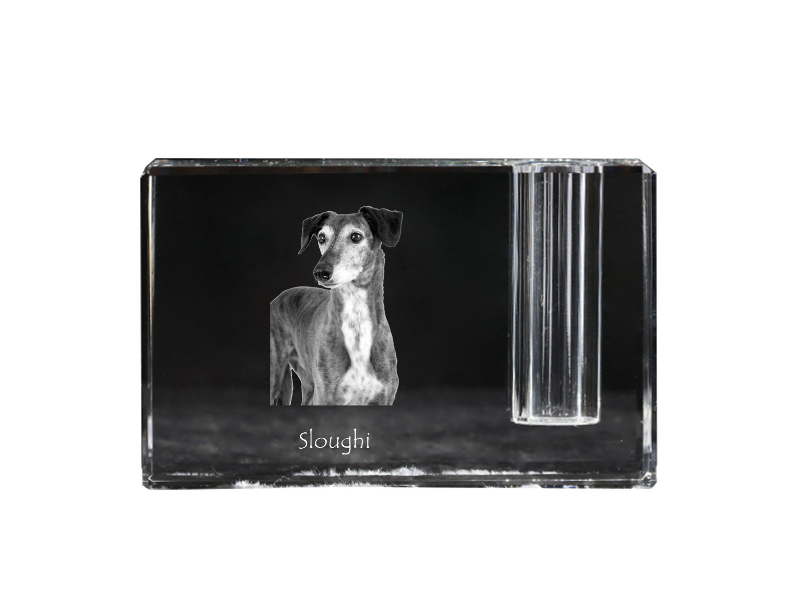 Elegant Saluki Persian Greyhound Crystal Organizer Pen Stand