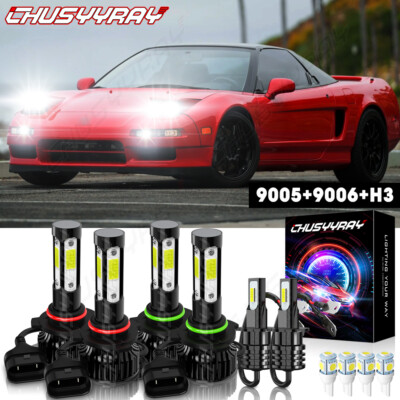 For Acura NSX 1991-1993 6X LED Headlight Bulbs High Low Beam + Fog