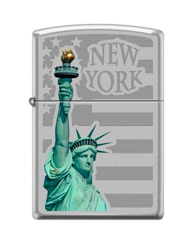 Zippo 3416,   "New York City & Statue of Liberty" Lighter, Satin Chrome Finish