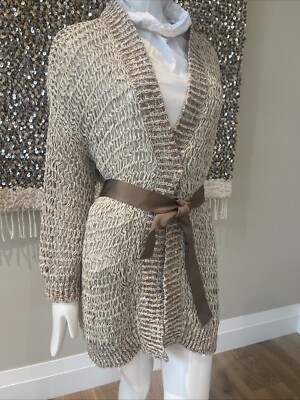 Brunello Cucinelli Conscious belted sequin-embellished cardigan Sweater  S /M  