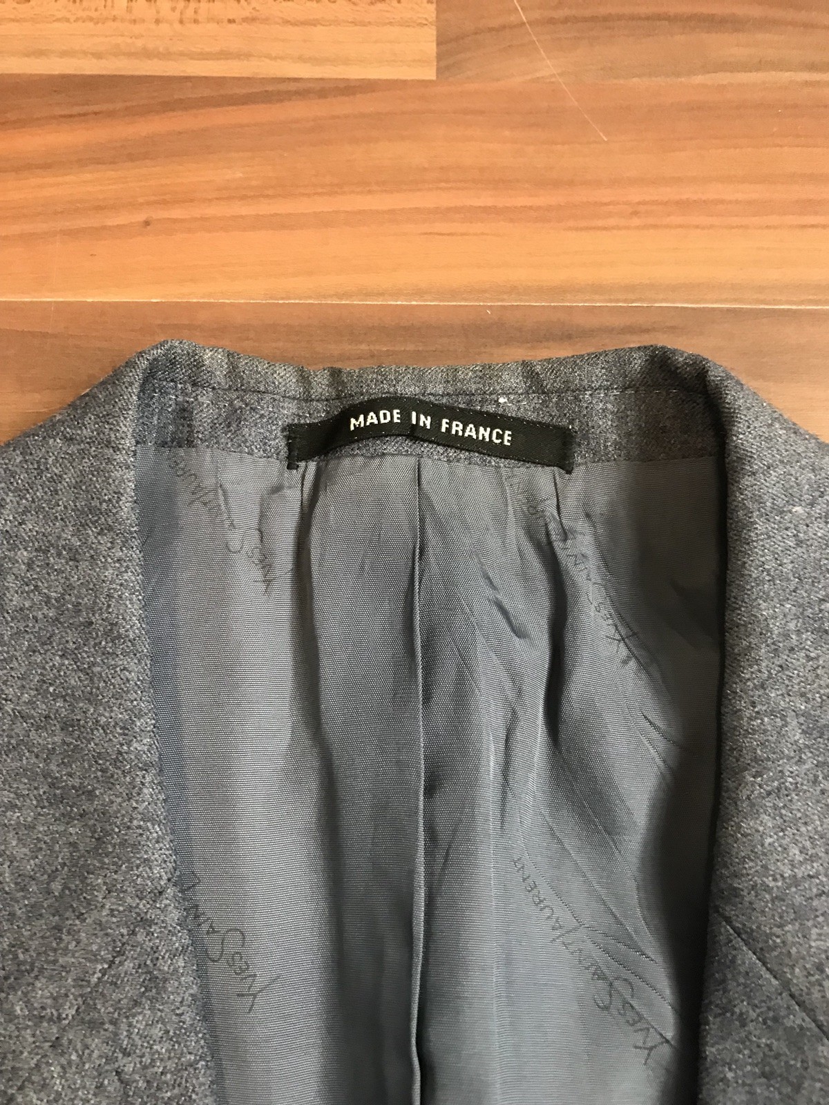 Gilet Vintage Yves Saint Laurent Gilet Blu Grigio Flanella 40L Francia