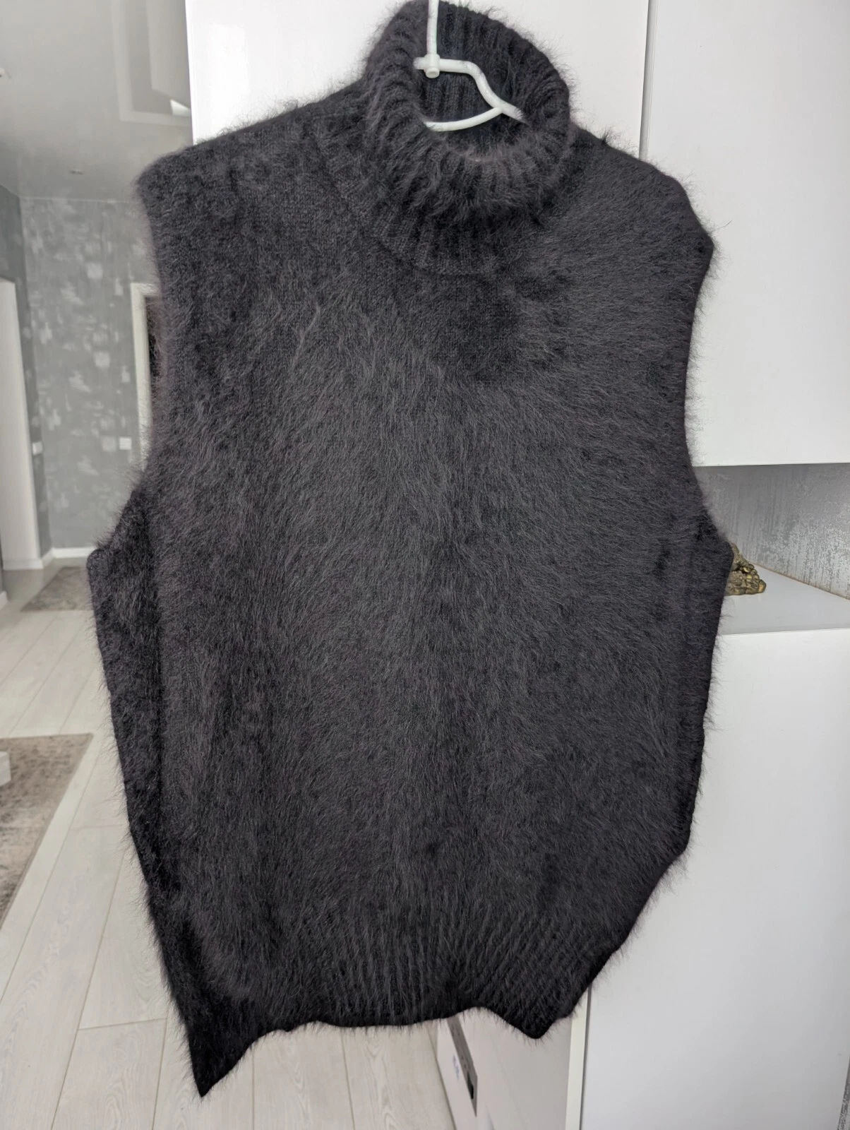 Celine Angora Girocollo Nero Maglione Felpa Gilet Senza Maniche L