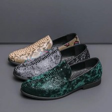 Slip on Loafers Mens Faux Leather Snakeskin Printed Casual Party Nightclub Shoes