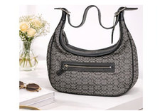 Authentic Black  Grey Signature Soho Hobo Handbag