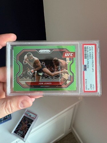 Jon Jones Neon Green Prizm /75 - 2021 Panini Prizm UFC Debut #101 - PSA 9