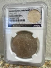 1922 Peace Dollar Original Bag Fragment Label NGC BRILLIANT UNCIRCULATED LOOK