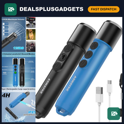 Loud Rechargeable Electronic Whistle Set of 2 - 125dB, IPX5 Waterproof, 4-Level