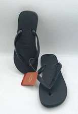 Havaianas Wide Strips Top Flip Flop Sandal Black US 7/8 W 6/7 M EU 37-38