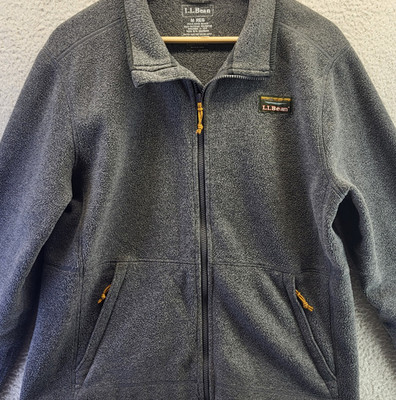 LL Bean Sweater Mens Medium Gray Casual Full Zip Shacket Jacket ItemID 504674