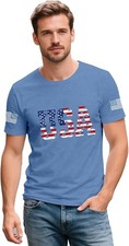 USA Distressed Flag Men T Shirt Patriotic American Tee S - XL