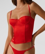 Kiki De Montparnasse Women's Red Tous Les Jours Charmeuse Bustier Size S