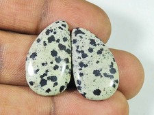 23.15Cts. Natural Dalmation Jasper 15mm X 25mm each Cabochon Match Pair G830