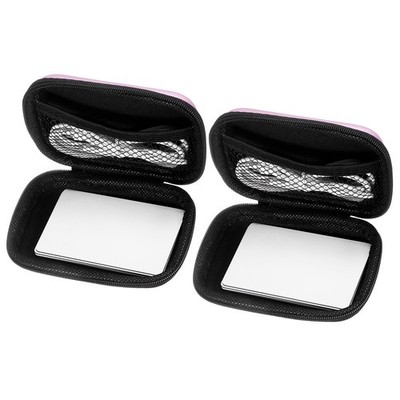 2 Pcs Protective Travel Case, Pink Rectangle Small Hard EVA Case