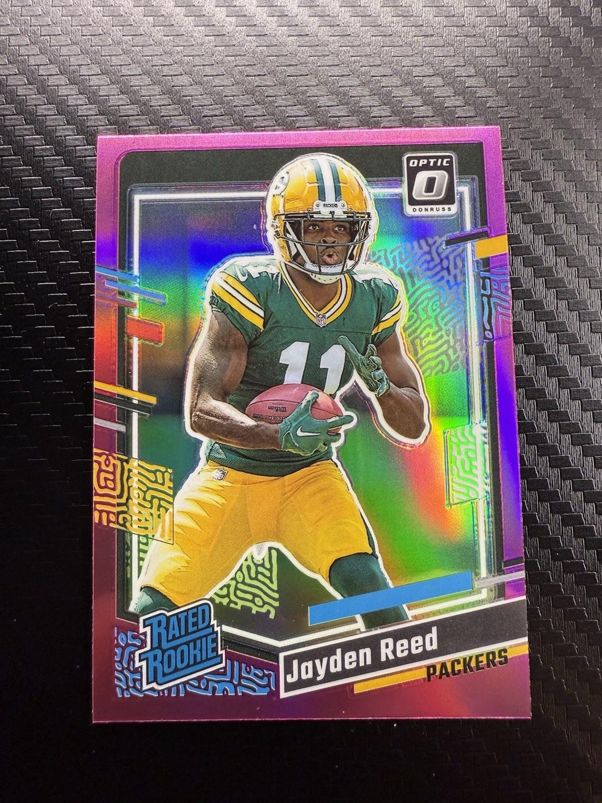 Jayden Reed Packers 2023 Donruss #334 Optic Preview Pink Prizm Rookie