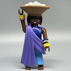 Playmobil Ethnic Female Adult Figure Fruit Basket on Head African American RARE