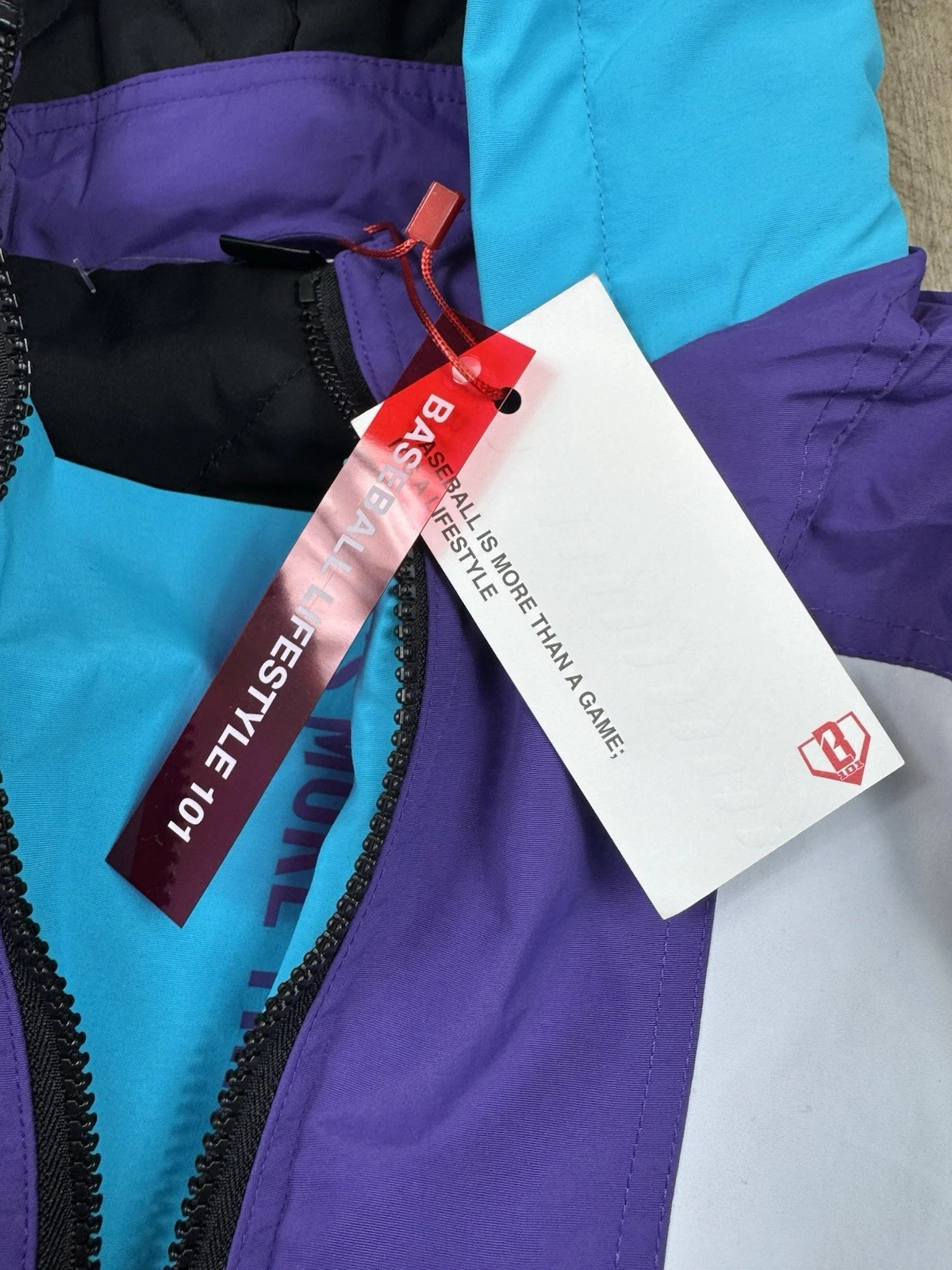 Baseball Lifestyle 101 BL101 Colorblock Pullover Jacket Blue/Purple Size S New image 8