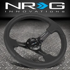 NRG REINFORCED RST-018R 350MM 3" DEEP DISH SPOKE LEATHER GRIP STEERING WHEEL