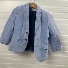 H M Blazer Jacket Boys 6-9 Year Blue Lined Cotton Notch Lapel Single Breasted