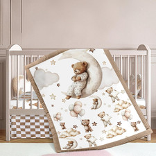 3 Pcs Baby Crib Bedding Set Safari Animals Bear Woodland Animals Jungle Crib Set