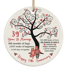39 Years Love Ornament Happy 39th Anniversary Cute Bear Couple Christmas Gifts